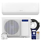 DELLA 9000 BTU WiFi aktiviert Mini Split 19 SEER2 kühlt bis zu 450 Quadratfuß, 115 V, Alexa-kompatibel, Klimaanlage und Heizung mit vorgeladener Wärmepumpe (Kühlmittel R32) (Serie