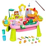 Ruwshuuk Kinder Wasserspiel Tisch | Outdoor Wasserspiel Tisch Mit Angelspiel | Sinnesanregendes Spielzeug Für Kindergartenkinder Baby Mädchen Drinnen Draußen Garten Pool Park Bad Terrasse