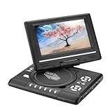 YQVEOT Tragbarer DVD-Player, Tragbarer mobiler DVD-Fernseher mit integriertem Akku, drehbarer intelligenter Mini-Fernseher mit Abschaltspeicherfunktion