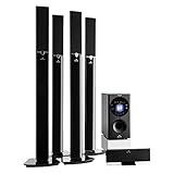 auna Areal Surround Heimkino 5.1- Soundsystem Kanal Heimkinosystem Lautsprechersystem 5.1 heimkinosystem mit 145 Watt RMS, 16,5 cm (6,5')-Sidefiring-Subwoofer, Bassreflex, Bluetooth, schwarz