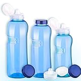 Trinkflaschen-Set: 1L + 0,75L + 0,5L aus Tritan + 3 x Sportdeckel / Wasserflasche / BPA-frei