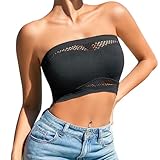 SHARICCA Trägerloser Bandeau BH Damen Gepolstert Trägerlos BH mit Rutschfester Nahtlose Ohne Bügel Bralette für Frauen Dehnbar Brust Wickeln(Schwarz-1P01-XL)