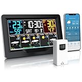 Brandson - Wetterstation Wlan mit Außensensor - WiFi mit App Tuya und SmartLife – Funk - Innen und Außentemperatur – Luftdruck Barometer Luftfeuchtigkeit Temperaturtrend Vorhersage