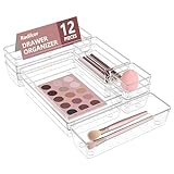 Radikor Schubladen Organizer, 12 Stücke Schminktisch Organizer in 4 Größen, Drawer Organizer, Make Up Organizer, Schubladen Ordnungssystem für Schreibtisch, Büro, Küchen, Bad