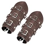 jerbro 1 Paar Mittelalterliche Armschienen Wikinger-Leder-Schnalle-Armschienen Handgefertigte Retro Armschützer Armband Kostüm Kostümzubehör für Halloween Cosplay Karneval