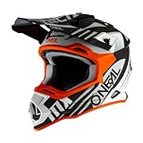 O'NEAL | Motocross-Helm | MX Enduro | ABS-Schale, Sicherheitsnorm ECE 22.05, Lüftungsöffnungen für optimale Belüftung & Kühlung | 2SRS Helmet Spyde 2.0 | Erwachsene | Schwarz Weiß Orange | Größe L