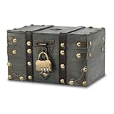 Forbabe Schatztruhe Holz, 18 X 11 X 10cm - Vintage Schatzkiste mit Schloss Piraten Schatztruhe Kinder, Geschenk Truhe Schatztruhe Hochzeit für Aufbewahrung Dekoration