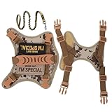 CORHAD Taktischer Haustiergürtel Taktische Weste Leine Katzenweste Geschirr Katzen Spaziergeschirr Reisegeschirr Katzengeschirr Set Ausbruchsichere Rutschweste Hellbraun