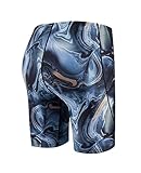SURFEASY Herren Wettkampf Schwimmhose Lang Badehose Eng Schwimmen Badeanzug Jammer für Herren & Jungen (Schwarz/Textur,L)