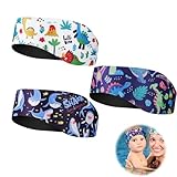 3 PCS Schwimm Stirnband Kinder, Neopren Schwimmband, Schwimm Stirnbänder mit Klettverschluss, Wasserdichtes Kopfband Haarband für Tauchen, Pool, Duschen und Wassersport