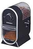 Cloer 7560 Elektrische Kaffeemühle mit Scheibenmahlwerk, 100 W, für 150 g Kaffeebohnen, für 2-12 Tassen, verstellbarer Mahlgrad, schwarz