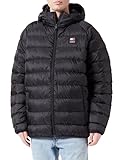 Tommy Jeans Herren Daunenjacke Hooded Light Down Jacket Winter, Schwarz (Black), L