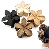 4 Stück Blumen-Haarklammern – Matte Haarspangen für Damen und Mädchen, dickes, dünnes Haar, groß, niedlich, rutschfest, starker Halt, Haar-Accessoires (4 neutrale Farben)