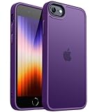 CANSHN Matt Hülle für iPhone SE 3/2 (2022/2020), iPhone 8/7, [Militärschutz] Schutzhülle Samtige Touch Matt Anti-Kratzen, Durchscheinende Rückseite Schutzhülle, Anti-Fingerabdruck (Dunkelviolett)