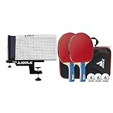JOOLA 31009 Unisex – Erwachsene TT-Netzgarnitur Avanti Tischtennisnetz, schwarz, 152cm & 54820 Tischtennis-Set Duo Bestehend aus 2 Tischtennisschläger+3Tischtennisbälle+1Aufbewahrungstasche,mehrfarbig