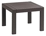 Allibert by Keter Victoria Gartentisch, braun, 59x59x43cm, Kunststoff in flacher Rattanoptik, wetterfest, UV-beständig