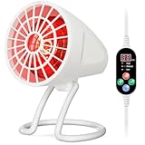 Hoakya Infrarotlampe, 150W Infrarot Wärmestrahler, Rotlichtlampe Wärmelampe mit 10-90min Timer & 90° Einstellbarer Winkel, Table Infrarotlichtlampe, Infrarotleuchte Wärmestrahler fur Heimat (Weiß)