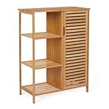 IDMarket - Bambus-Aufbewahrungsschrank BEA für Badezimmer, 3 Ablagen, mit Schrank