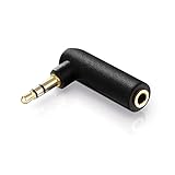 conecto Audio Adapter, 3,5mm Klinkenstecker auf 3,5mm Klinkenbuchse, vergoldet, 90°, schwarz