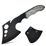 Aicharynic Survival Axt & Camping Beil - Outdoor Freizeitbeil Handbeil Klein für Camping, Survival, Jagd, Trekking, Garten - Mit Kopftasche, Holz Griff