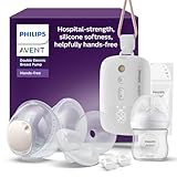 Philips AVENT Hands-free elektronische Doppelmilchpumpe, Motor in Krankenhausqualität, spiegelt den Trinkrhythmus des Babys wider, bis zu 85 Pumpbewegungen pro Minute, 2 Auffangschalen, SCF547/11