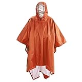 3 In 1 Wasserdichter Regenmantel for Den Außenbereich Regenmantel for Männer Regenmantel for Frauen Markise Vor Dem Regen Motorrad Regenponcho Picknickmatte Zur Abdichtung bei Regenwetter(Orange)