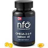 NFO OMEGA 3 6 9 SALMON OIL [120 Kapseln] Hergestellt in Norwegen Hochdosiertes Lachsöl mit hoher EPA, DHA, DPA Konzentration in Form von Triglyceriden Natural Komplex mit Fischöl aus frisch Wildfisch