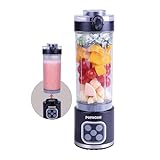 POYOCOM Mini-Standmixer und Smoothie-Maker, 750 ml abnehmbarer Behälter, 700W tragbarer Mixer, für Smoothies, Ice Crush, auslaufsicherer Deckel und Trinkschnabel, wiederaufladbar über USB-C, Schwarz