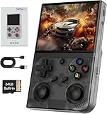 G350 Retro Handheld Spielkonsole , 3.5 Inch IPS Screen Linux System Built-in 64G TF Card 4371 Games Preloaded Game Console 3200mAh Battery (Anbernic G350-Black)