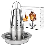 SWAWIS 1 Stück Hähnchengriller aus 430 Edelstahl, 18 * 23cm Hähnchenbräter Grill, Hähnchen Ständer mit Bierdose, Hähnchenhalter mit Aromabehälter, Geflügelbräter Für Grillabende, Spülmaschinenfest