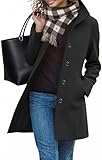 RITOSTA Mantel Damen Wintermantel Lang Winterjacke Klassischem Wintercoat Revers Übergangsjacke Knielang Trenchcoat Elegant Jacke Herbst Winter Outwear mit Knopf(Schwarz,L)