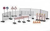 bruder 62007 - Zubehör Baustellenset, Zäune, Schilder & Pylonen - 1:16 Baustelle, Straßenbau, Bauarbeiten, Baufahrzeuge, Spielzeug, Medium