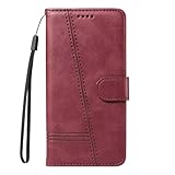 Handyhülle Kompatibel mit Huawei P20 Lite Hülle Flip Lederhülle, für Huawei P20 Lite Handyhülle Book Case Wallet PU Leder Tasche und Magnet Kartenfach Bumper Schutzhülle Weinrot