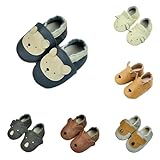 MeiLyviba Baby Lauflernschuhe Mädchen Jungen Hausschuhe Baby Schuhe Babyschuhe Weicher Leder mit Wildledersohlen Lederschuhe Kleinkind 0-6 Monate 6-12 Monate 12-18 Monate 18-24 Monate