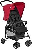 Hauck Buggy Sport, Ultra Leicht - nur 5,9 kg, Klein Zusammenklappbar, Reisebuggy mit Liegefunktion, Sonnenverdeck, Großer Korb, Schwarz Rot, 1 Stück (1er Pack)