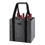 Lewooilt Flaschentasche 6 Flaschen, 1,5L Filz Flaschenträger 6 Fächer Wiederverwendbare Flaschen Tasche Flaschenkorb Getränketasche für Weinflaschen, Bierflaschen, Getränkeflaschen, Wasserflaschen