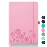 Qefuna Notebook-Tagebuch für Frauen, Notizbuch A5 Leder Journaling Notebooks für die Arbeit, 200 Seiten Reisetagebuch für Frauen Männer mit Stifthalter und Farbband, 5.78'×8.34'(Rosa)