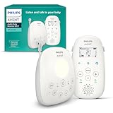 ‎Philips Avent Audio Babyphone DECT-Technologie, Eco-Mode, Gegensprechfunktion, Schlaf- und Nachtlieder, Temperatursensor, maximale Reichweite, weiß (Modell SCD713/26)