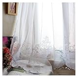 HDKAH Weiße Spitzenvorhänge, transparent, for Esszimmer, Küche, Café, Voile-Volant, kurzer Vorhang, Fensterbehandlung, Türvorhang (Stangentasche)(W150xH60cm 59x24in)