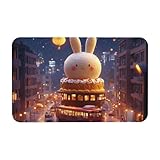 Artisanal Habitat Fußmatte Innen, EIN Großes Kaninchenmuster rutschfeste Silikonbodenmatte, Waschbar Schmutzfangmatte, Für Eingangsbereich, Terrasse, Badezimmer, 50x80cm