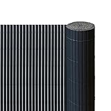 taplzmg PVC Sichtschutzmatte 80 x 300 cm, Doppelte Verstärkung Sichtschutzzaun, Bohren mit Kabelbindern, Wasser- und winddichter Sichtschutz für die Gartenterrasse, Anthrazit