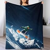 DAFUfbw Oeko Tex Alpine Skifahren Fleecedecken 70x80inch(180x200cm), 340g/m2. Ideal Als Wohndecke, Kuscheldecke, Sofaüberwurf Oder Picknickdecke Beidseitig Nutzbare Fleecedecke (Sherpa & Flausch)
