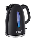 Russell Hobbs Wasserkocher [1,7l, 2400W, blaue LED-Beleuchtung] Textures+ (Schnellkochfunktion, herausnehmbarer Kalkfilter, beleuchtete Wasserstandsanzeige, autom. Deckelöffnung) Teekocher 22591-70