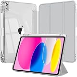 EspZanthic Hülle für iPad (A16) 11./10. Generation (2025/2022) mit Stifthalter und Weicher TPU Stoßstange, Klare Transparente Rückseite Schutzhülle Dünner Ständer Stoßfest Tablet