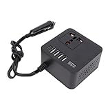 Fafeicy Auto-Wechselrichter, 150 W DC 12 V 24 V auf AC 110 220 Fahrzeugladegerät mit 4 USB-A- und 1 -PD-Anschlüssen, für Roadtrips, Camping-Notfälle