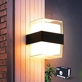 VivaLet LED Wandleuchte 12W Innen/Aussen, IP65 Wandlampe Aussenlampe Wand Aluminium, 1200LM 3000K Up and Down Wandbeleuchtung Außenwandleuchte für Wohnzimmer Hauswand Badezimmer Flur, Schwarz 1 Stück