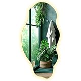 Tulup Spiegel LED 50x100 cm Unregelmäßiger Organische Asymmetrisch Für Küche Badezimmer Schlafzimmer Salon Beleuchtung LED Wandspiegel Loft Glamour Groß Farbe Warme Farbe