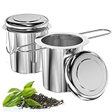 Relota 2 Stück Teesieb für Losen Tee, Teefilter Edelstahl 304 mit Klappbarem Griff und Deckel, Wiederverwendbar Tee Sieb, Feinmaschiges Tea Infuser, Teesiebe für die Meisten Tee-Tassen, Tee-Schalen