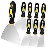 NOLITOY 8 Stück Teiliges Edelstahl Spachtel mit Griff Flexible Flächenspachtel für Wandreparatur Acrylfarben und Malspachtel Rostfrei Komfortabel zum Füllen und Abschaben von Rissen und