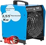 ALLEGRA Heizlüfter Bau 5Kw Elektroheizer Heizgerät Bauheizer Heizgebläse Elektrisch Heizstrahler Starkstrom mit Thermostat